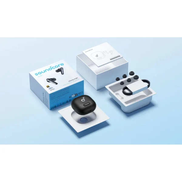 هدفون بلوتوثی انکر مدل Soundcore Liberty 4 NC با نویز کنسلینگ فعال (ANC)، درگاه شارژ USB Type-C، پشتیبانی از فرمان لمسی، مقاوم در برابر پاشش آب - تصویر 2